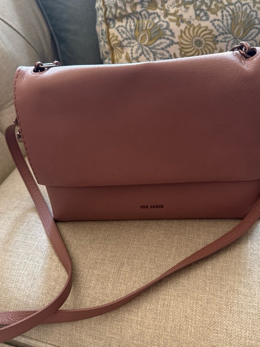 Ted Baker London Mauve Pink Leather Crossbody/ Shoulder Bag
